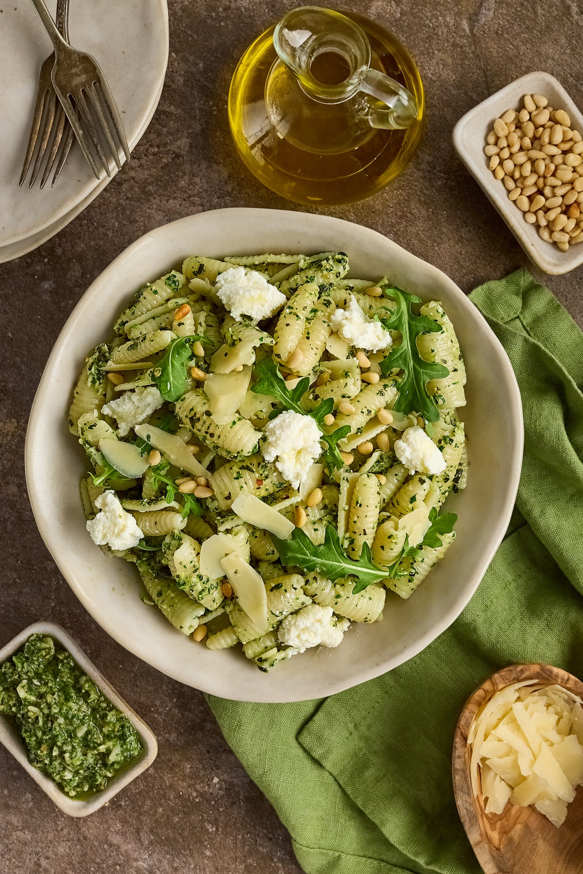 Cavatelli with Arugula/Basil Pesto