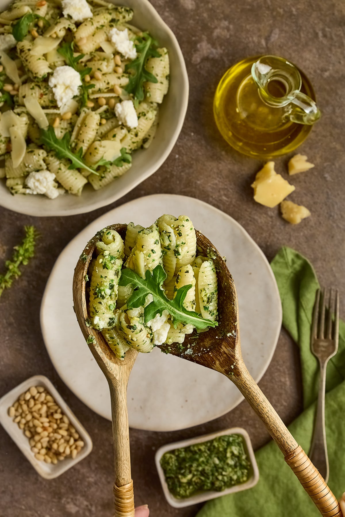Cavatelli with Arugula/Basil Pesto