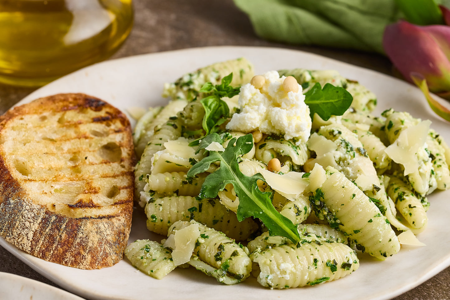 Cavatelli with Arugula/Basil Pesto