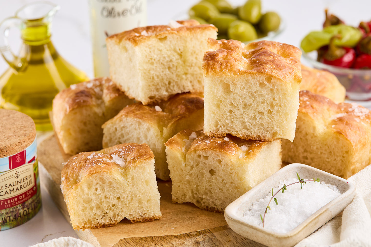 Classic Focaccia Bread with Coarse Salt