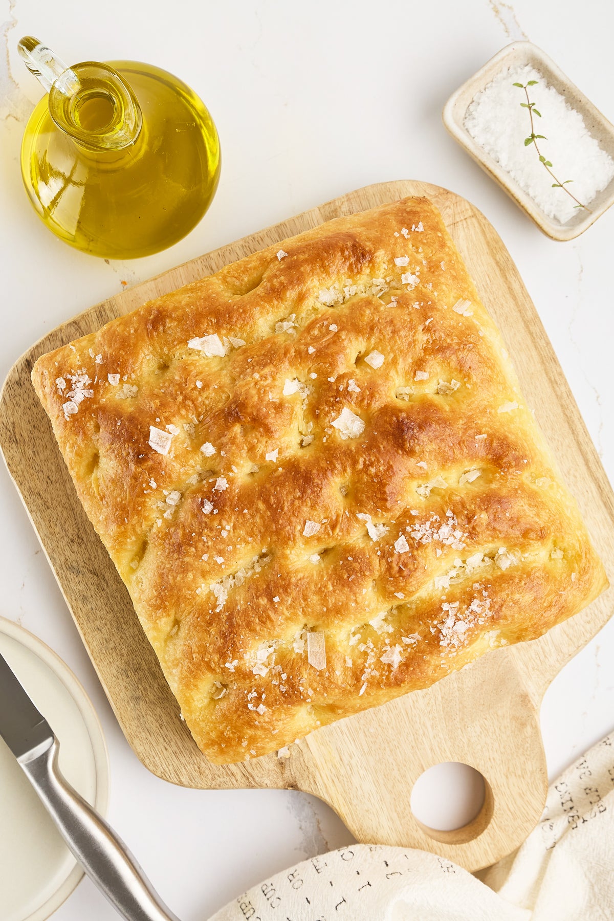 Classic Focaccia Bread with Coarse Salt