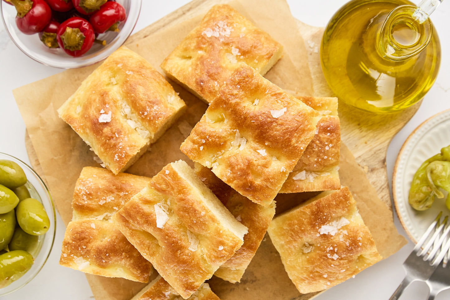 Classic Focaccia Bread with Coarse Salt