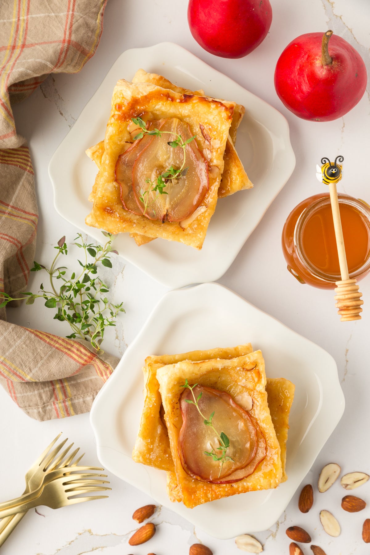 Upside-Down Pear Puff Pastry Tarts