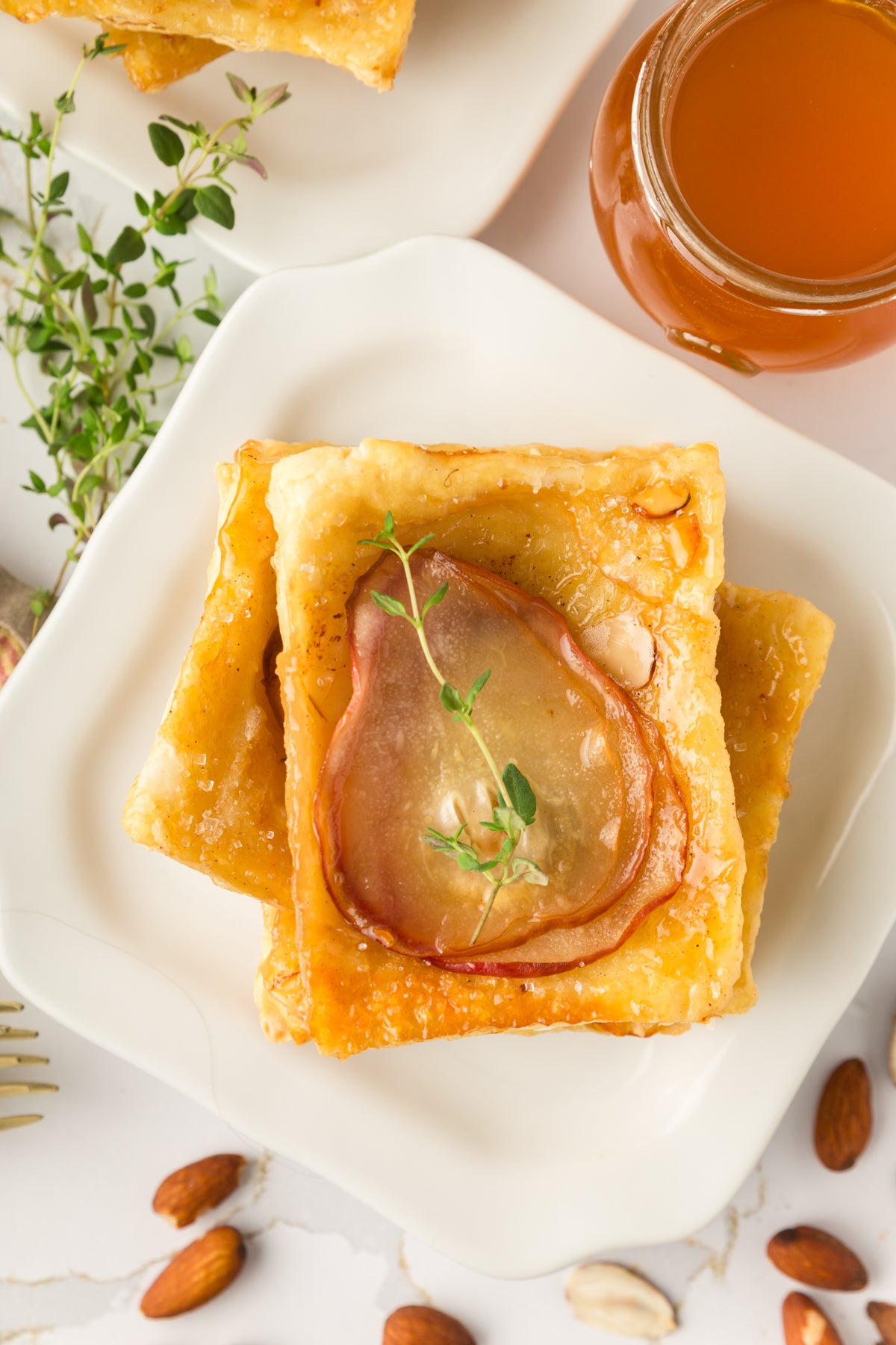 Upside-Down Pear Puff Pastry Tarts