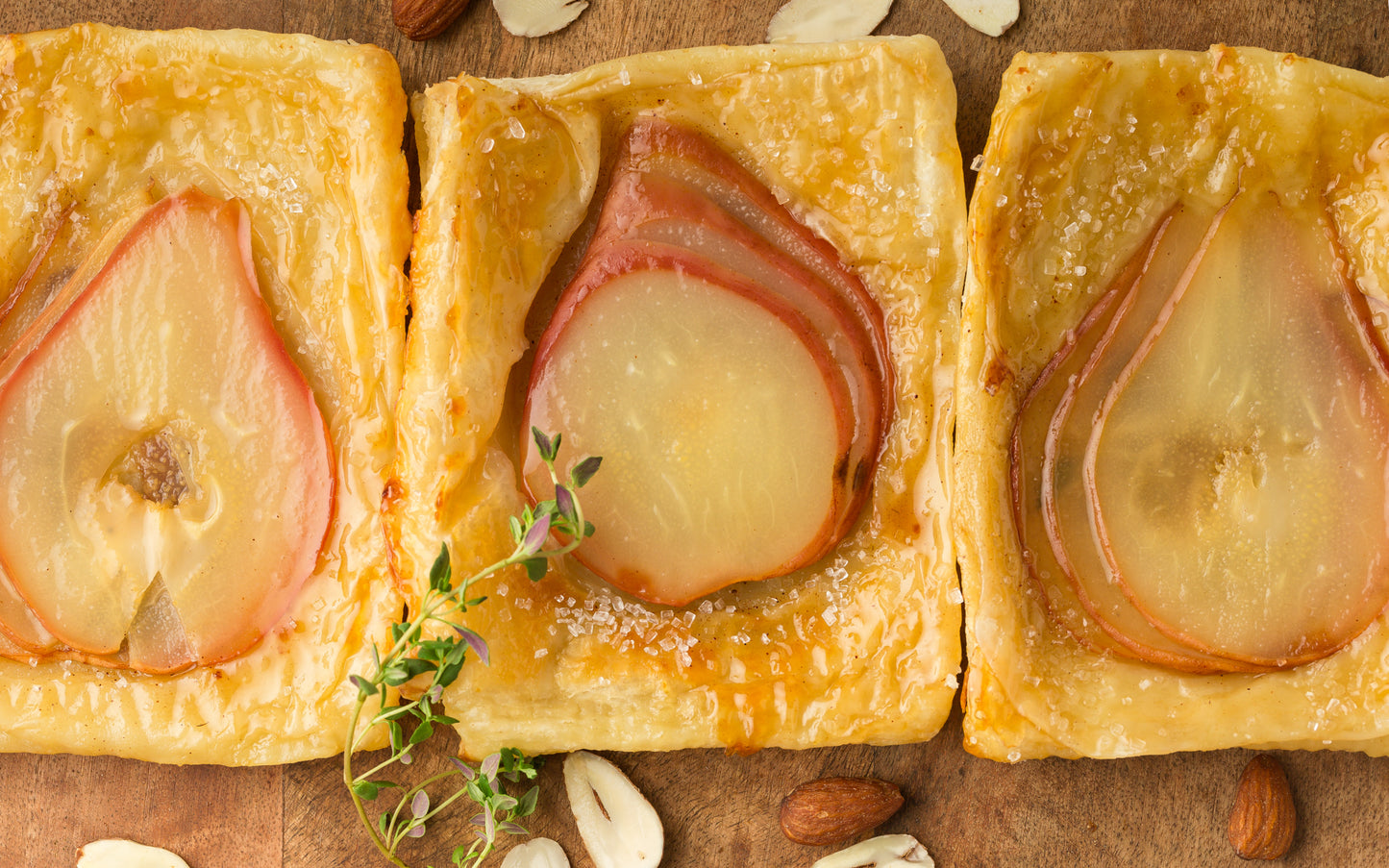 Upside-Down Pear Puff Pastry Tarts