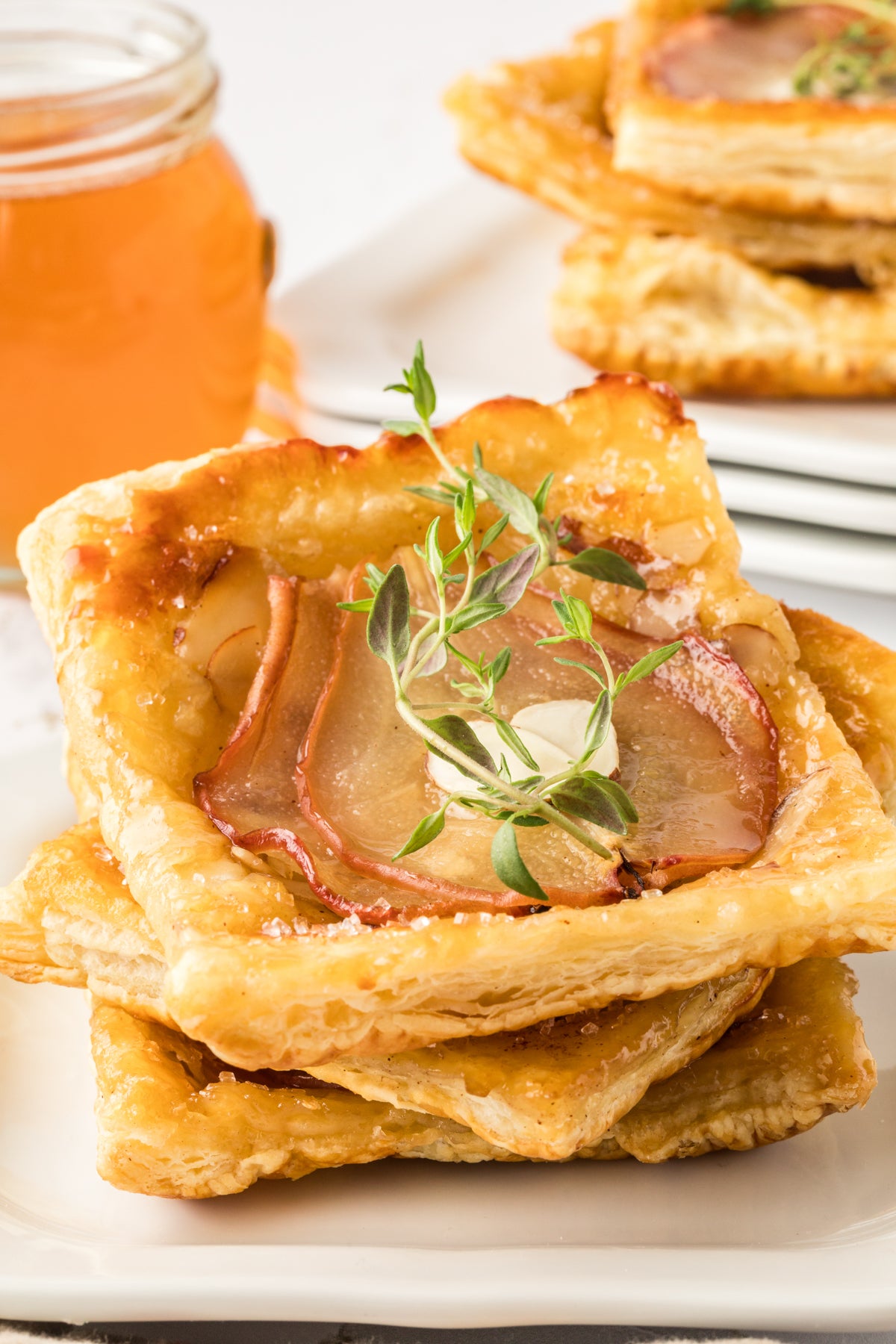 Upside-Down Pear Puff Pastry Tarts
