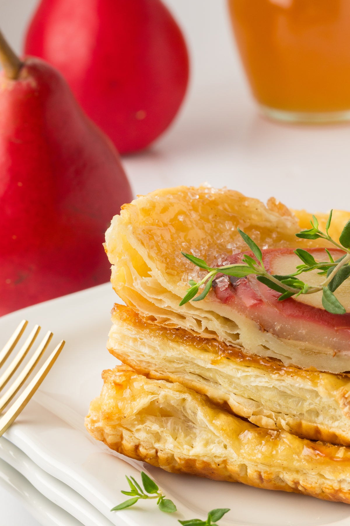 Upside-Down Pear Puff Pastry Tarts