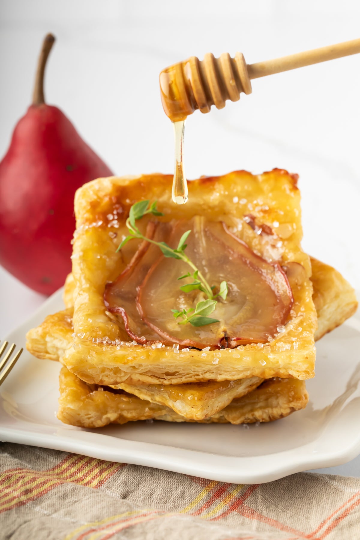 Upside-Down Pear Puff Pastry Tarts