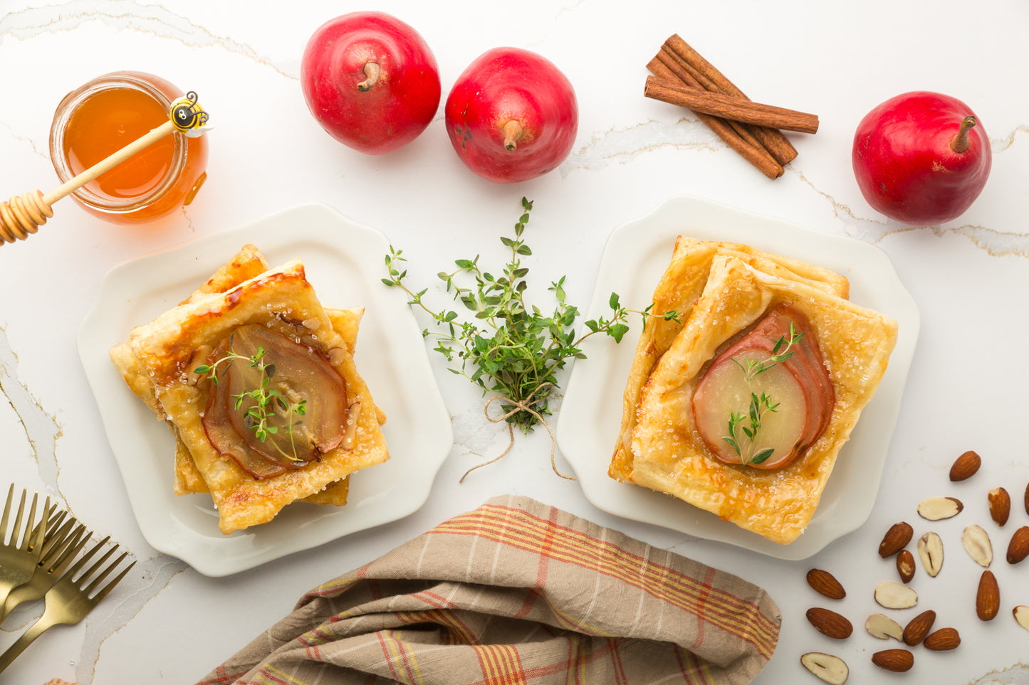 Upside-Down Pear Puff Pastry Tarts