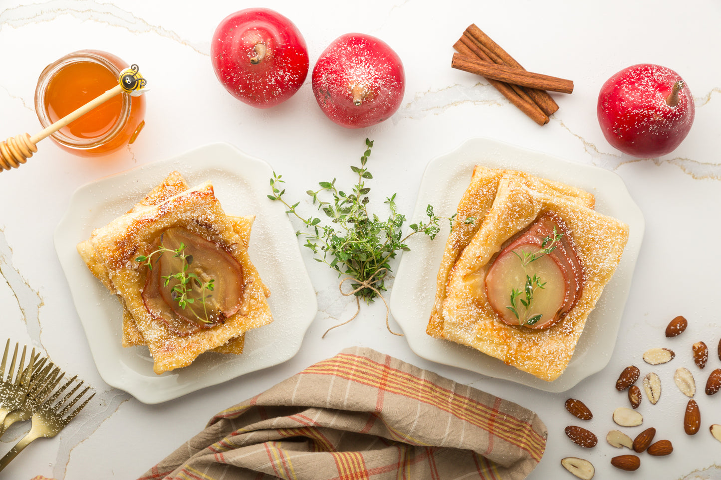 Upside-Down Pear Puff Pastry Tarts