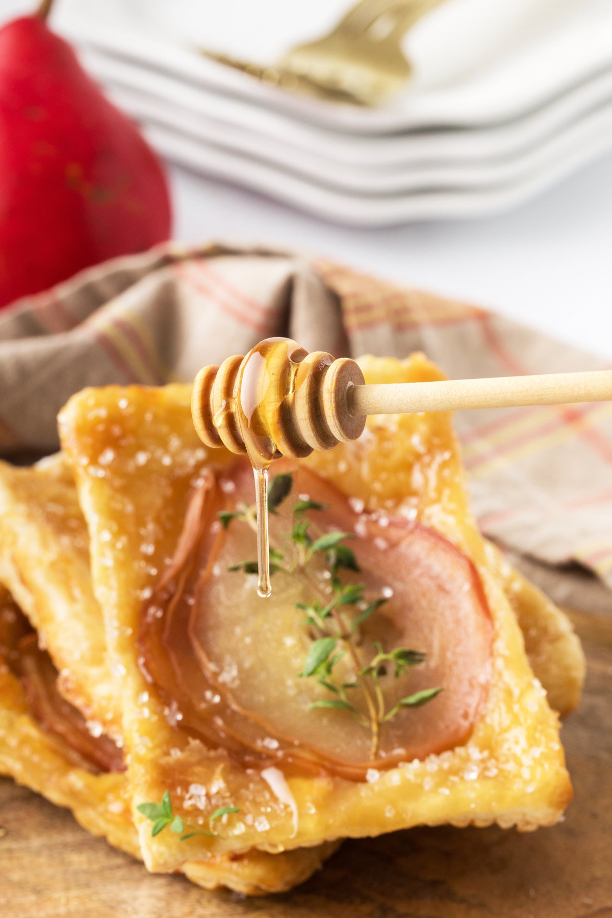 Upside-Down Pear Puff Pastry Tarts
