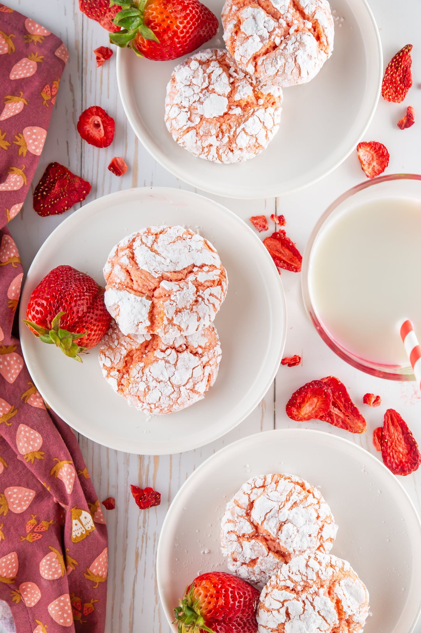 Strawberry Crinkle Cookies