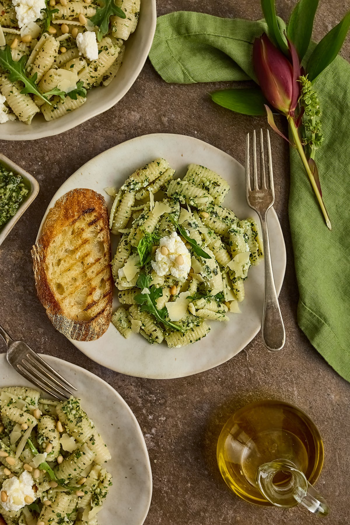 Cavatelli with Arugula/Basil Pesto