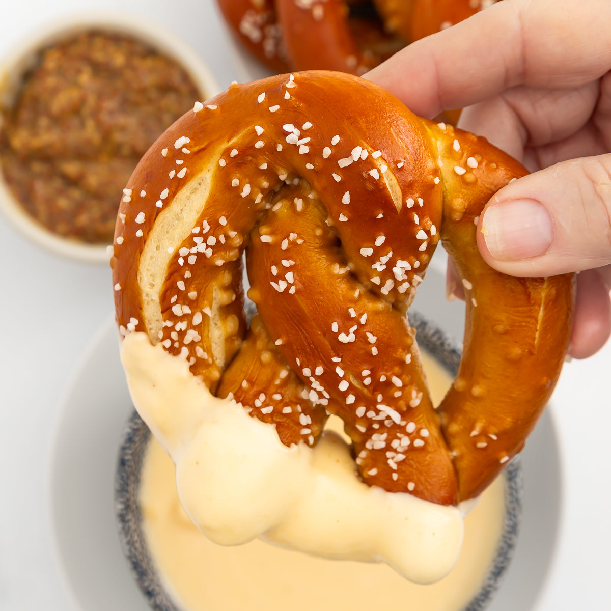 Homemade Pretzels with Cheese Sauce