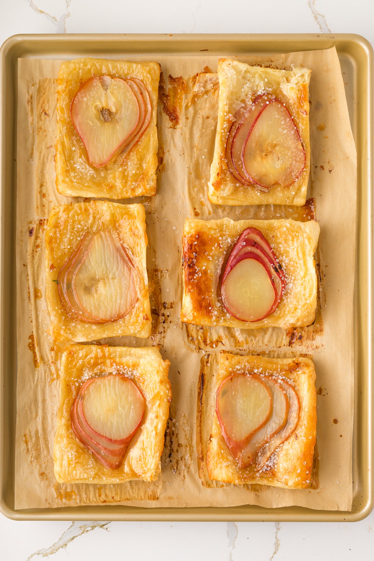 Upside-Down Pear Puff Pastry Tarts