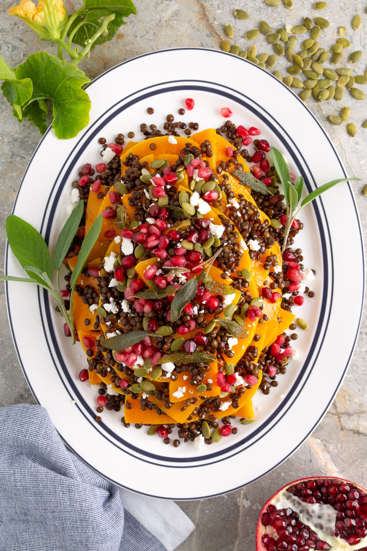 Roasted Butternut Squash and Lentils