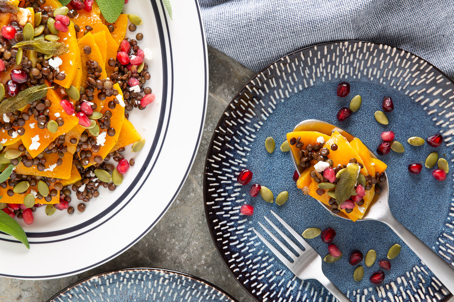 Roasted Butternut Squash and Lentils
