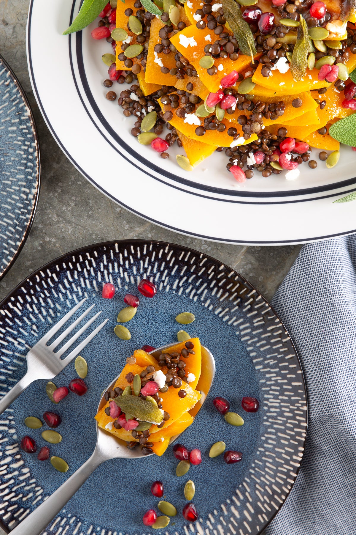 Roasted Butternut Squash and Lentils