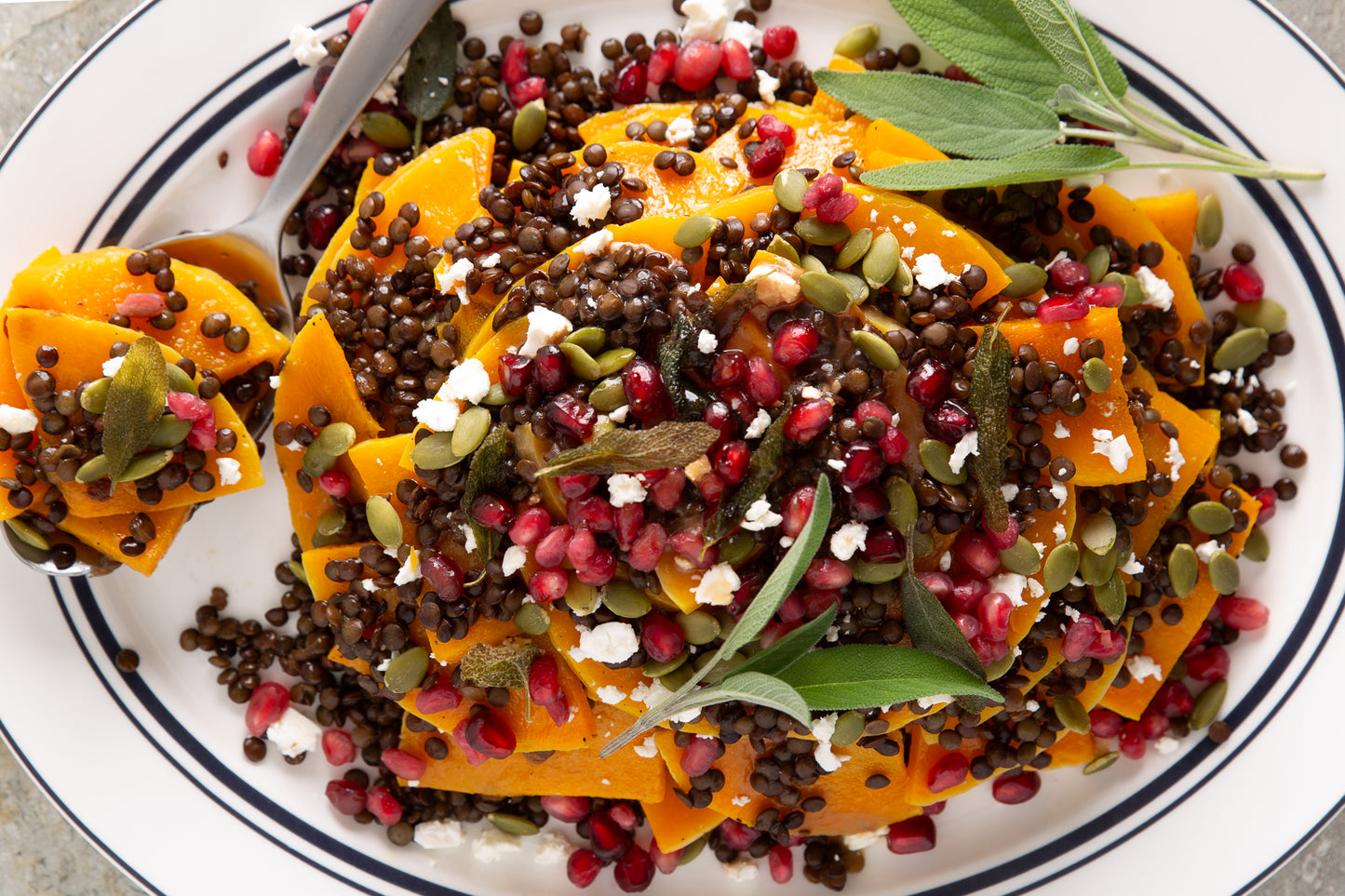 Roasted Butternut Squash and Lentils