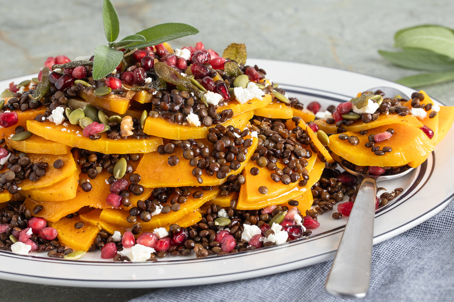 Roasted Butternut Squash and Lentils