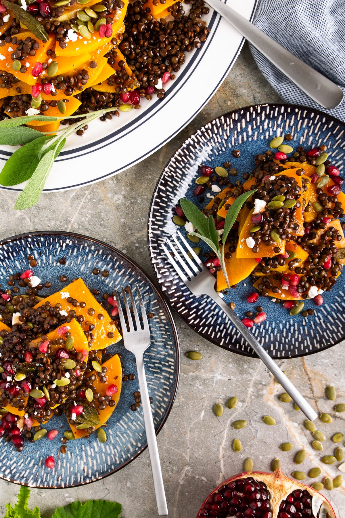 Roasted Butternut Squash and Lentils