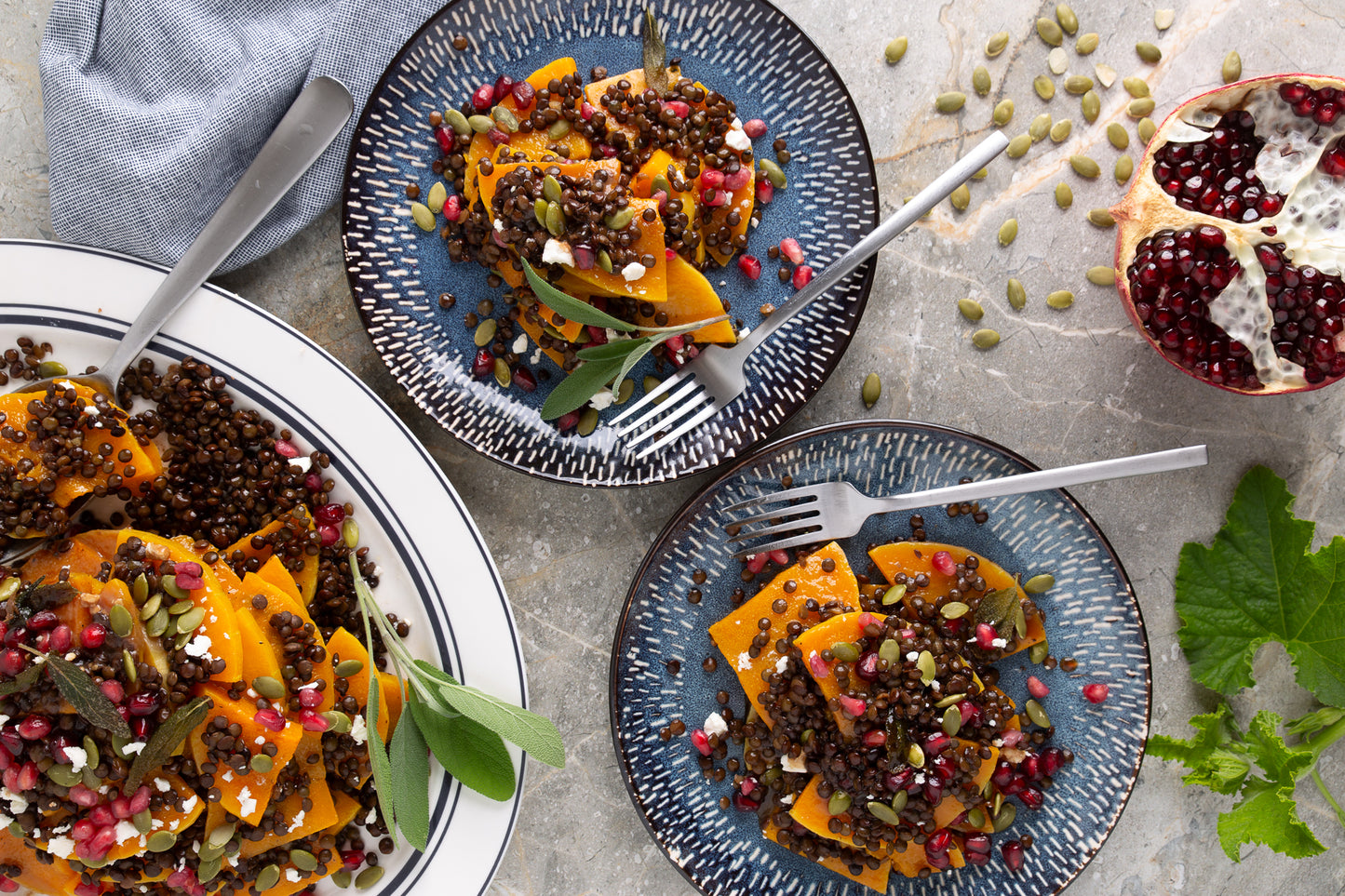 Roasted Butternut Squash and Lentils