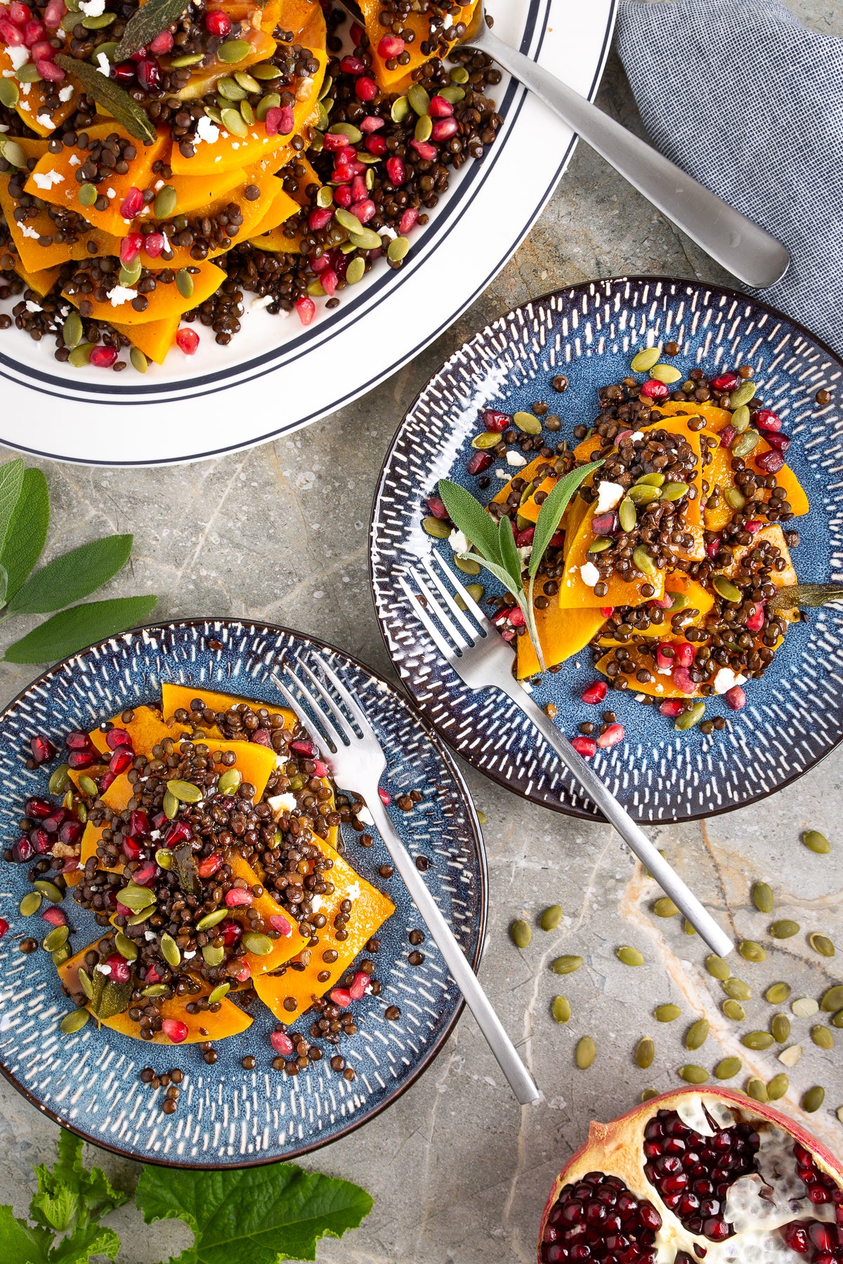Roasted Butternut Squash and Lentils
