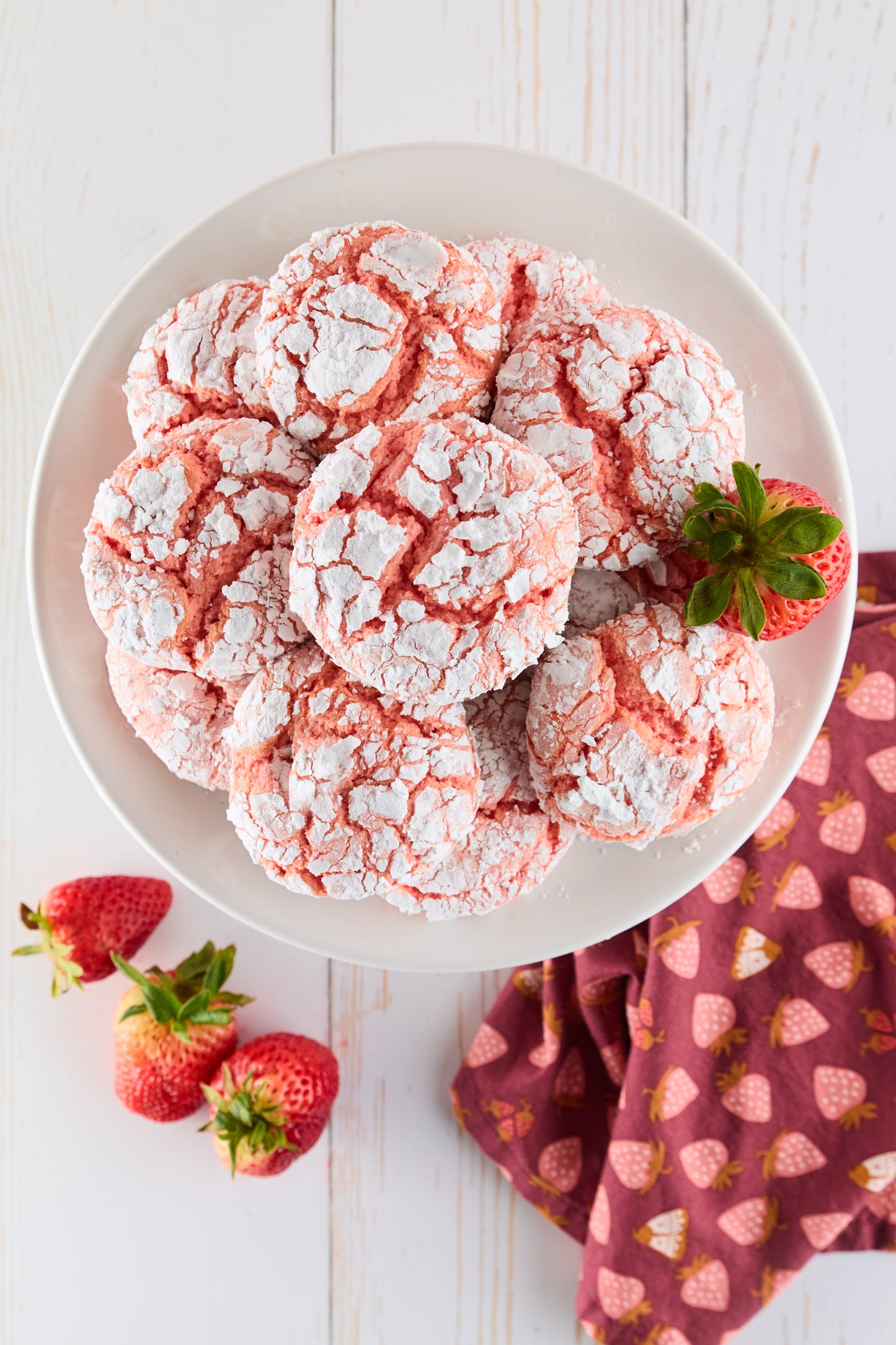 Strawberry Crinkle Cookies