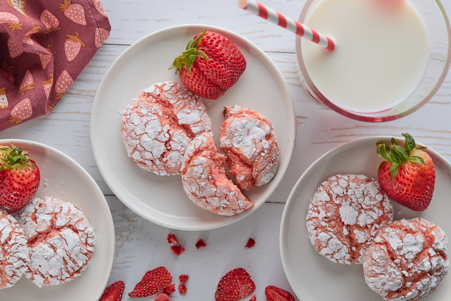 Strawberry Crinkle Cookies