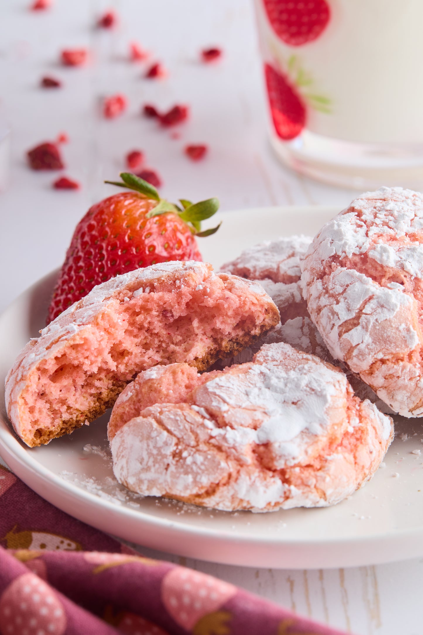 Strawberry Crinkle Cookies